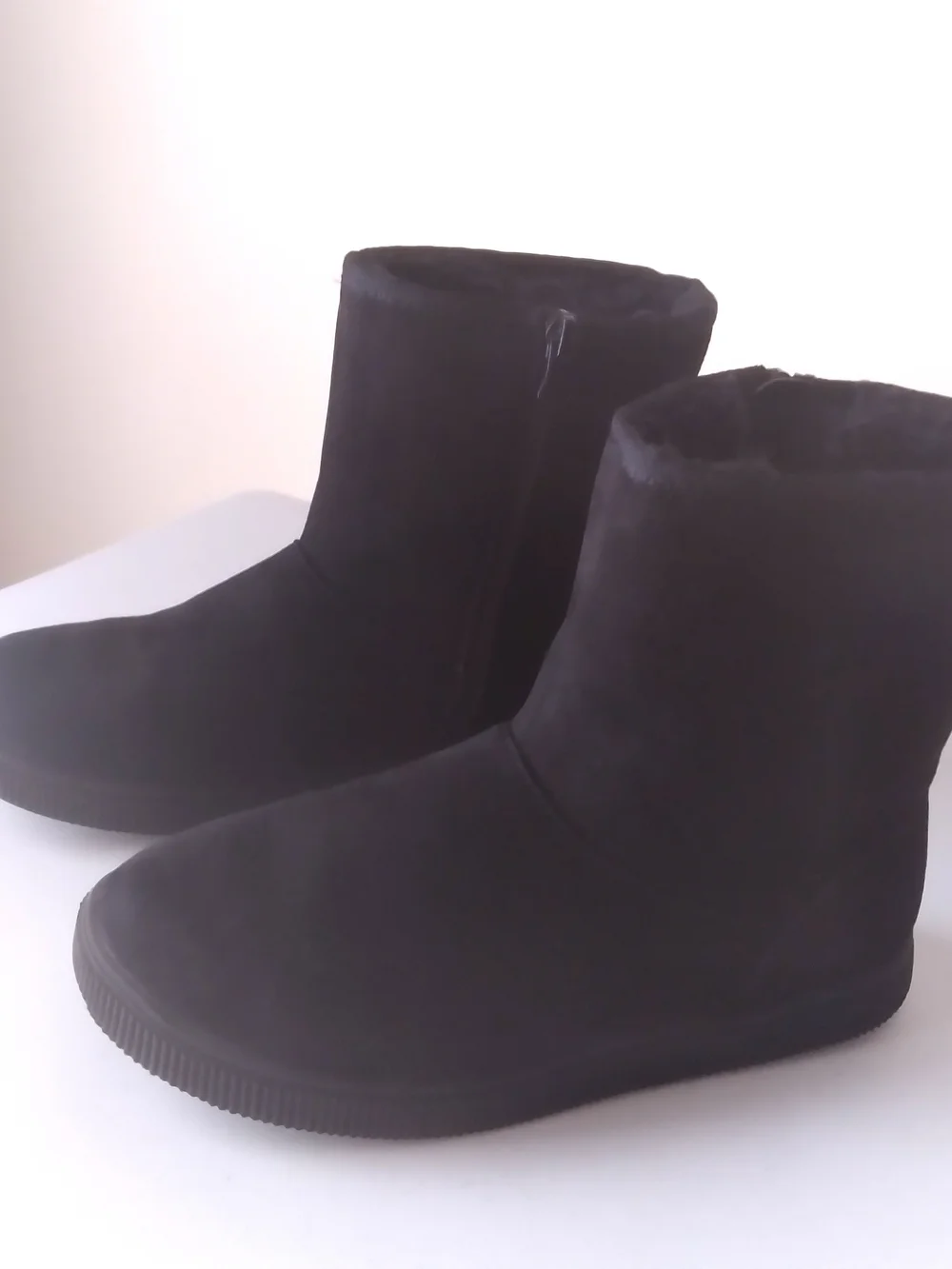 Cat & Jack Girls Black Mid-Calf Winter Zip Boots Faux Fur Lined Size 3